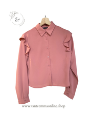 Load image into Gallery viewer, Short pink shirt - volant - poliestere - spring summer - size S