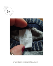 Load image into Gallery viewer, blue and grey striped sweater with patches on the elbows - boy - 100% cotton - H&M - spring and autumn Tante Emma Online