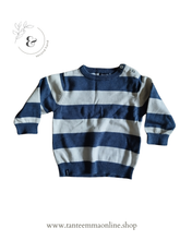 Load image into Gallery viewer, set baby sweater and pants - White and blue striped sweater Brums 100% cotton- blue pants Baby Gap 100% cotton - size 6/12 months Tante Emma Online