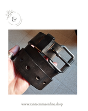 Load image into Gallery viewer, black belt in real leather - Blue rip - woman Tante Emma Online