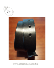 Load image into Gallery viewer, black belt in real leather - Blue rip - woman Tante Emma Online