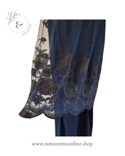 Load image into Gallery viewer, elegant blue long dress for ceremony - tulle and flowers - viscosa and poliester Tante Emma Online