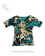 Load image into Gallery viewer, Short sleeve T-shirt in Viscosa - green white and black fantasy - size L