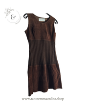Load image into Gallery viewer, Sleeveless dress in leather and wool - autumn winter - brown - size 40