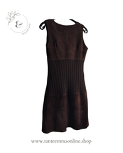 Load image into Gallery viewer, Sleeveless dress in leather and wool - autumn winter - brown - size 40