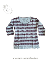 Load image into Gallery viewer, T-shirt with 3/4 sleeve - striped - white and bordeaux - woman - size XL - Piazza Italia
