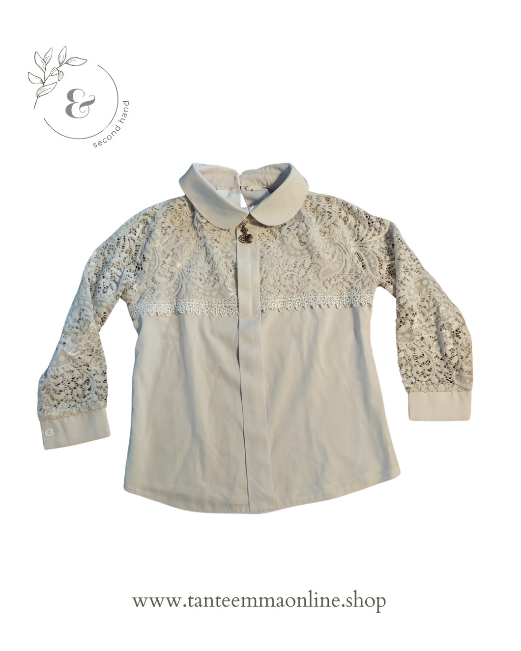 Camicia bianca con pizzo - bambina - 6/8 anni - 122 cm