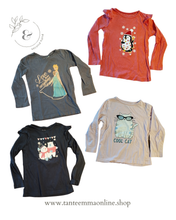 Load image into Gallery viewer, Set of 4 long-sleeved t-shirt - cotton - 4/6 years - 110/116 cm
