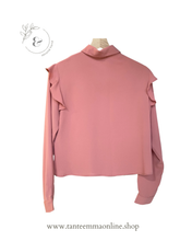 Carica l&#39;immagine nel visualizzatore di Gallery, Camicia corta rosa - volant - poliestere - primavera estate - taglia S
