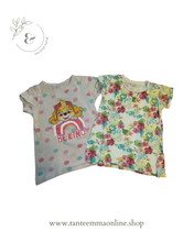 Load image into Gallery viewer, Set of 2 t-shirt - Paw Patrol - white with flowers - cotton - 4 years
