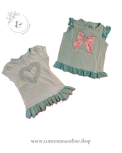 Load image into Gallery viewer, Set of 2 t-shirt with ruffles - green - cotton - summer - 3 years
