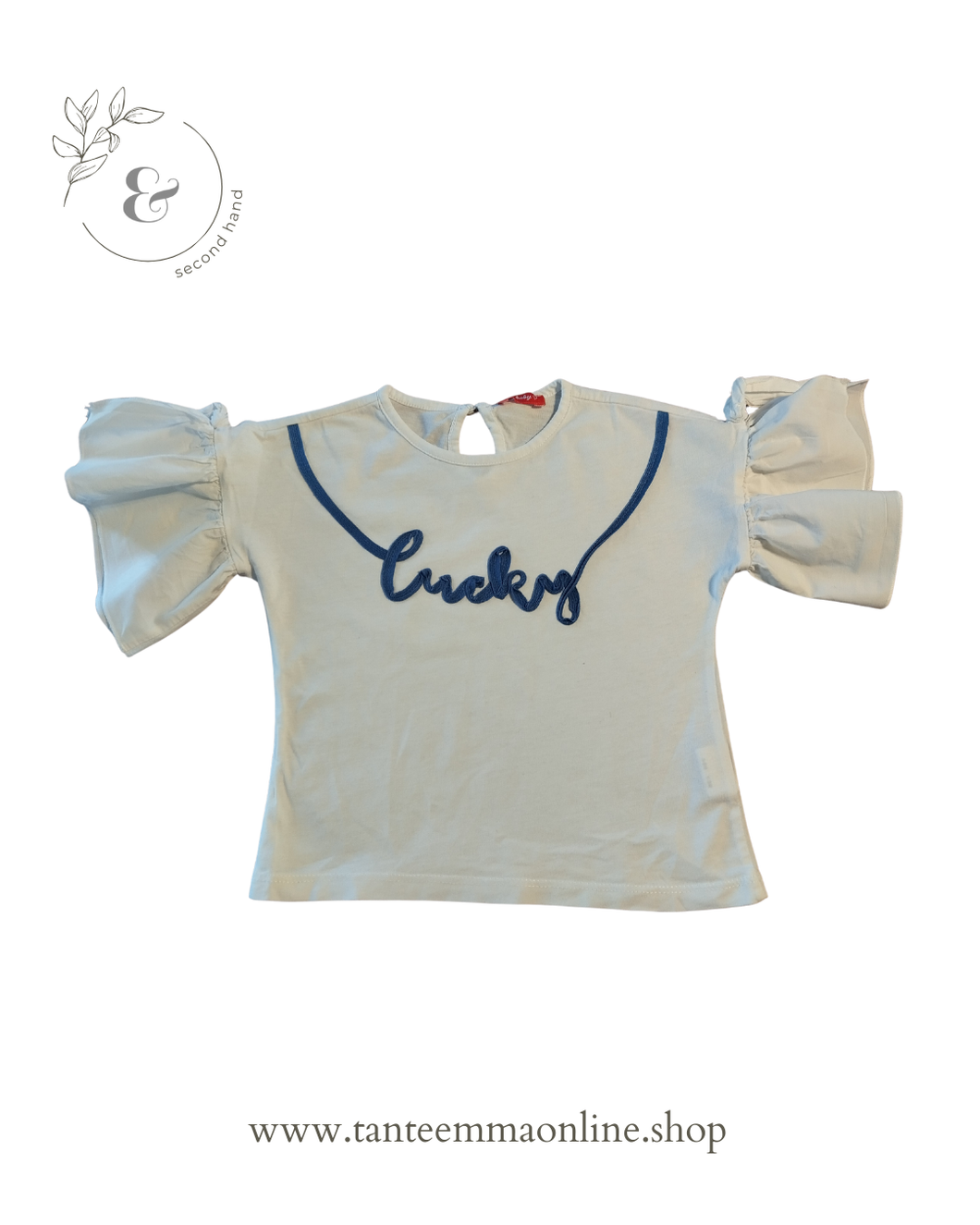 White t-shirt with ruffled sleeve - cotton - gb baby - girl - 3 years