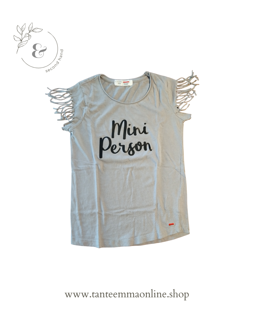 T-shirt grigia con frange - Castro - cotone - bambina - 8/10 anni