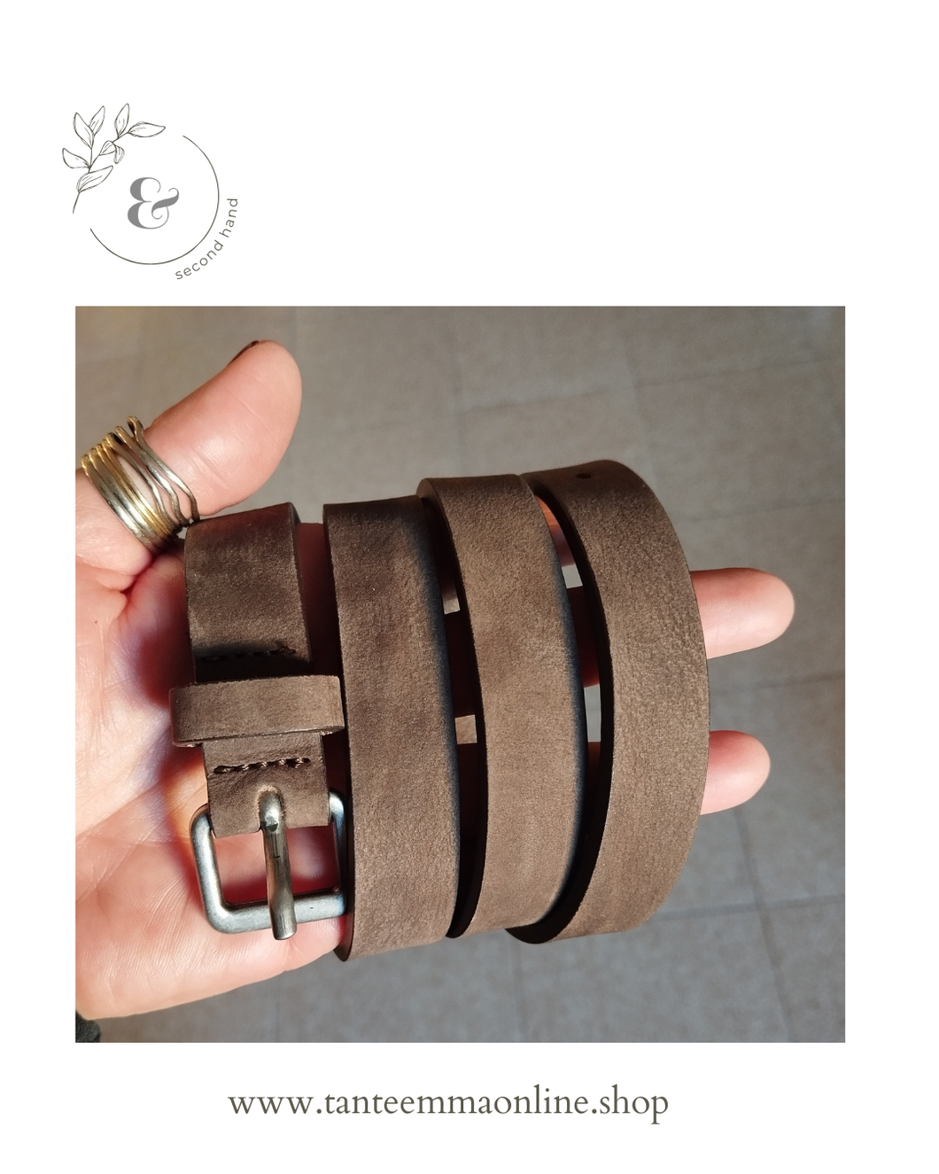 Brown real leather belt - new without tag - made in Italy - woman Tante Emma Online