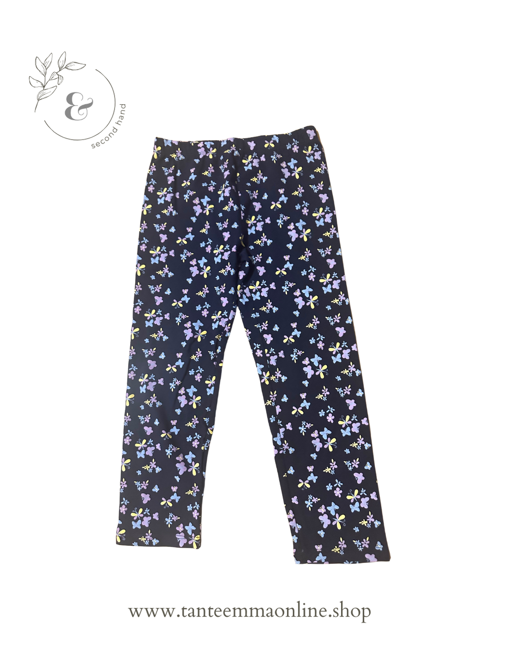 Leggins - blu - butterfly and flowers fantasy - girl - 7/8 years