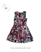 Load image into Gallery viewer, Sleeveless dress - midi - fantasy pattern - Bordeaux, white and black - woman - Altamira Milano - size S
