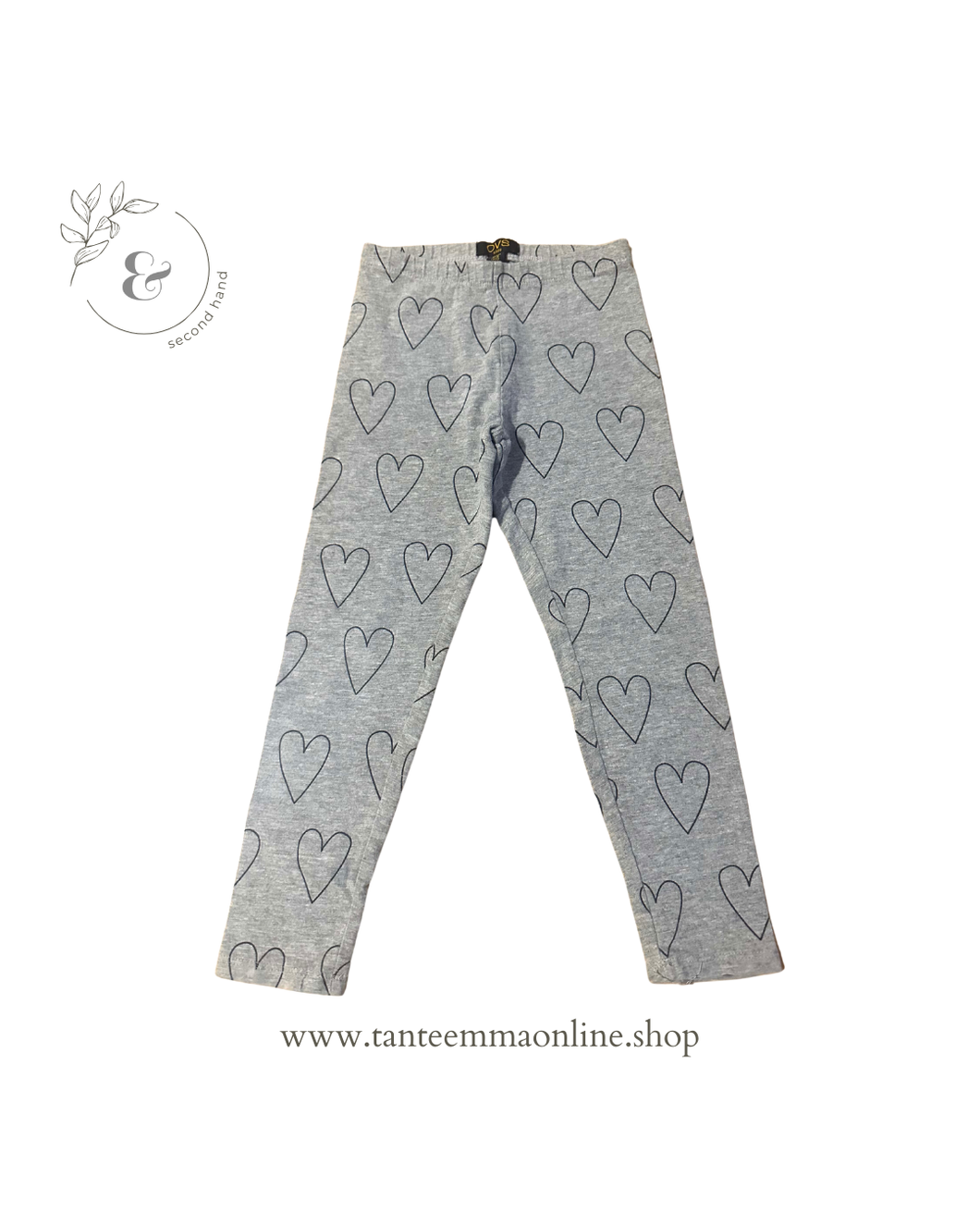 Leggins - grigio con cuori - bambina - cotone viscosa ed elastan - primavera - taglia 5/6 anni