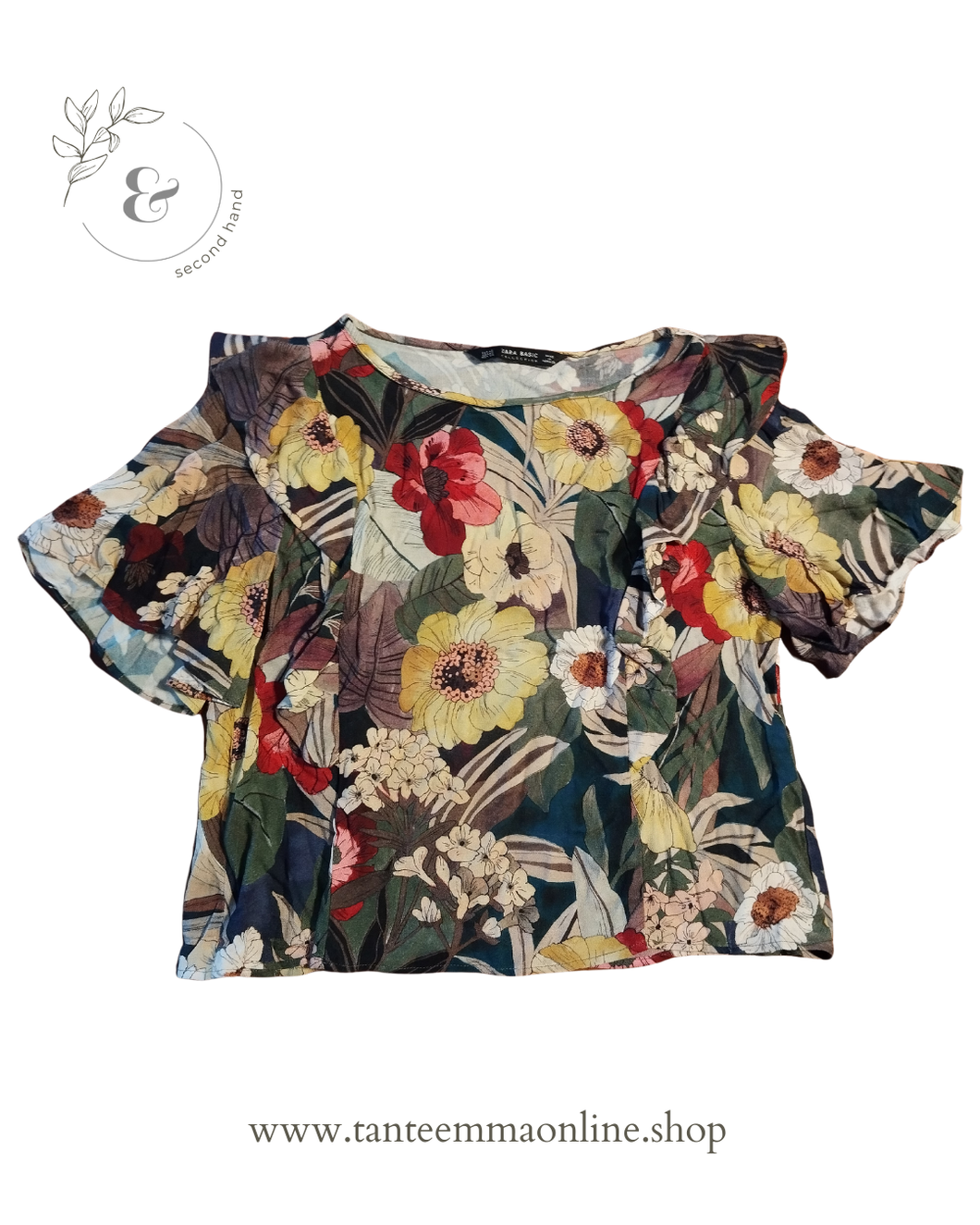 t-shirt - fantasia floreale - Zara - 100% viscosa - Taglia XS