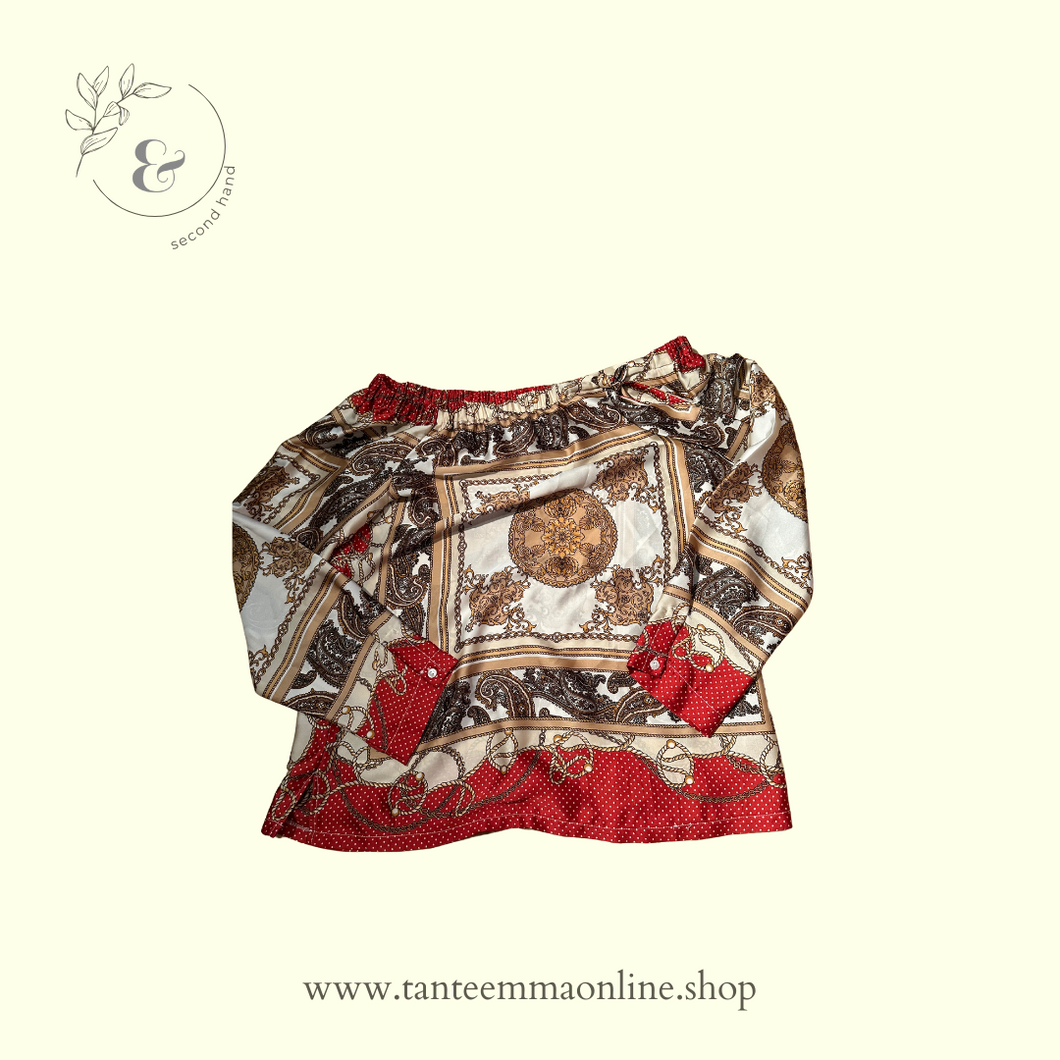 Shirt | red, gold, brown, white | M | Nara camicie