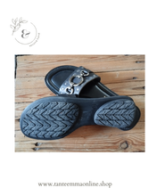 Carica l&#39;immagine nel visualizzatore di Gallery, Sandals - black real leather - with buckles and studs - woman - summer - Lou Lou - size 38 Tante Emma Online

