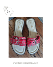 Load image into Gallery viewer, Sandals - red real leather - summer - buckles - woman - size 38 Tante Emma Online
