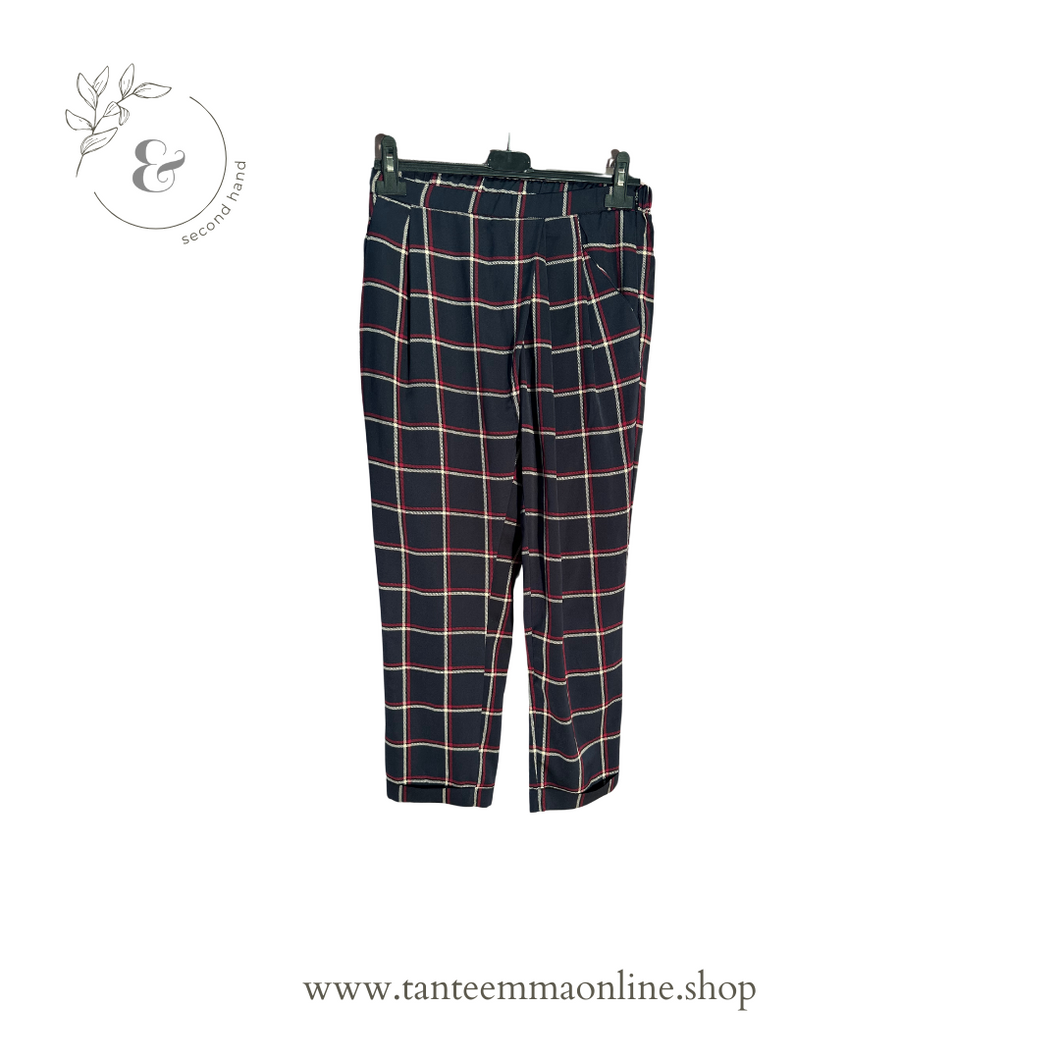 Trousers | Blue with white and red squares | M | Em Dolli