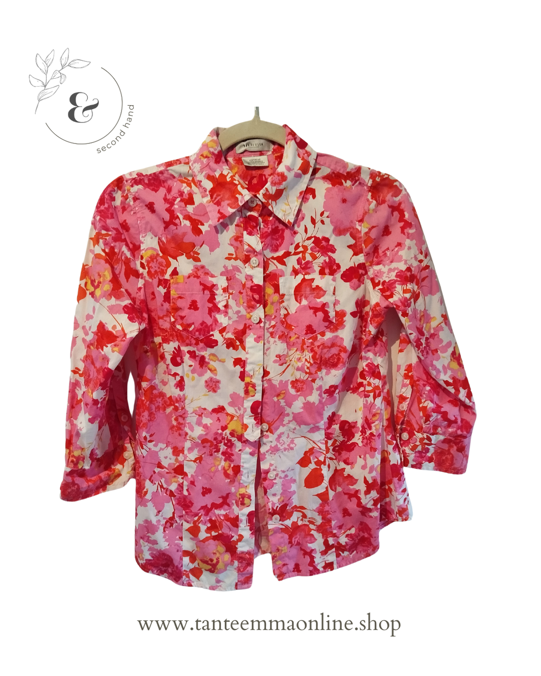 Shirt - woman - fantasy pattern - pink, white, fuchsia pink - Van Heusen - size XS Tante Emma Online