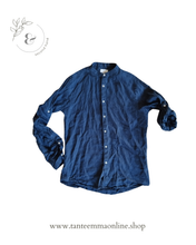 Load image into Gallery viewer, Shirt with Korean collar - woman - 100% linen - blue - woman - spring summer
