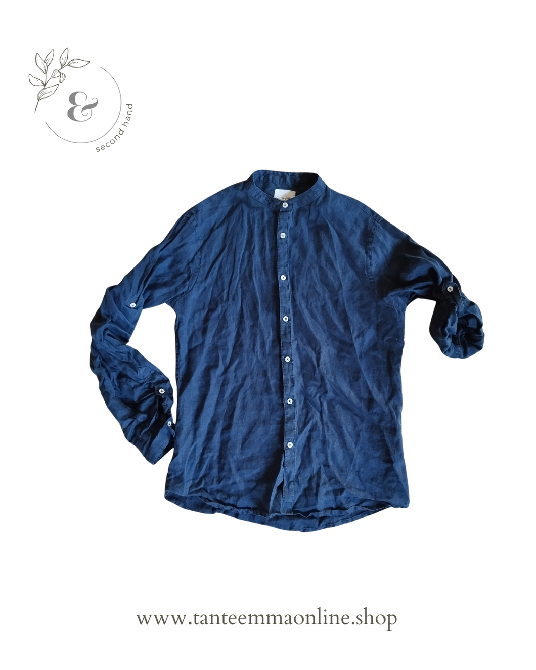 Shirt with Korean collar - woman - 100% linen - blue - woman - spring summer
