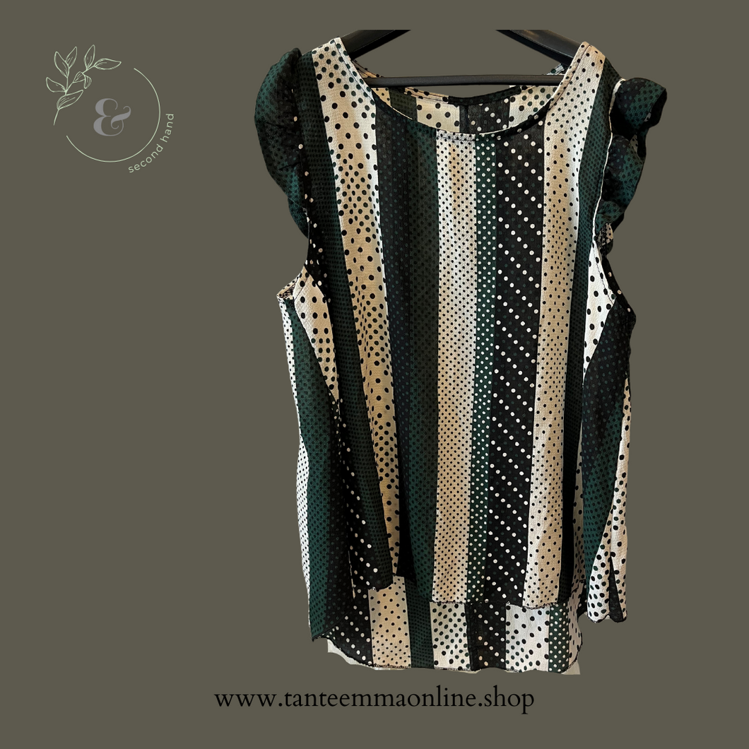 Tante emma-women’s tank top-S/M- stripes and polka dots green/white/black Tante Emma Online