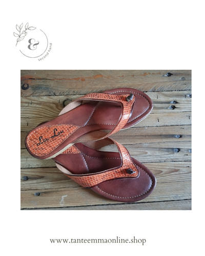Flip Flops in brown leather - summer - Lou Lou - size 38 Tante Emma Online