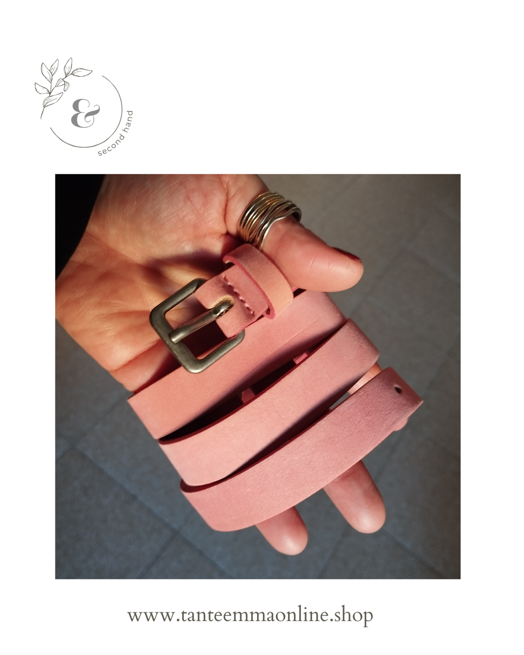 Pink belt in real leather - woman - new without tag Tante Emma Online