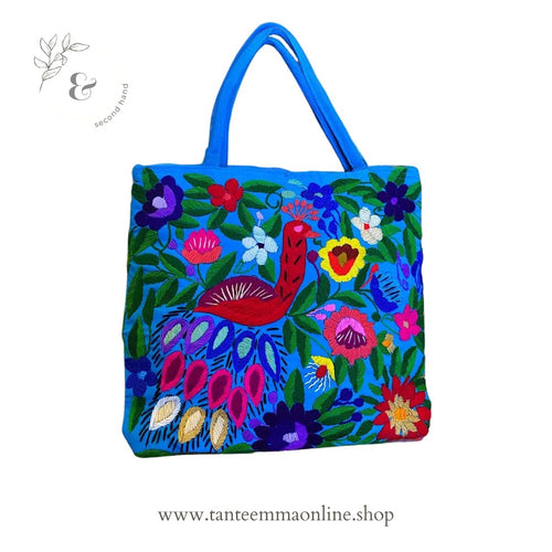 Cielo Messicano | Shopper Jumbo Blue Hand Embroidered - Tante Emma Online