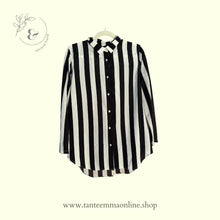 Load image into Gallery viewer, Elegant shirt | black and white | S | hem - Tante Emma Online
