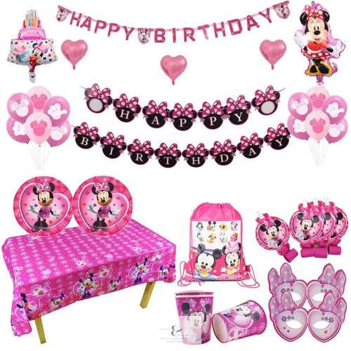 Fun Birthday Party for Kids, Girls, Baby with Minnie Mouse Party Decoration Theme Party Supplies - Tableware, Set - Paper Cup, Plate - Tante Emma Online
